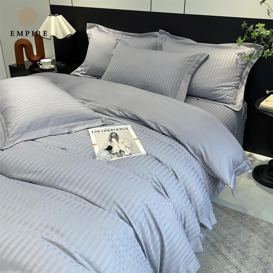 Bộ chăn ga gối sọc set 4 món lụa M100s EMPIRE cao cấp chuyên dùng cho các khách sạn 5 sao - EMPIRE | Bedding & Decor
