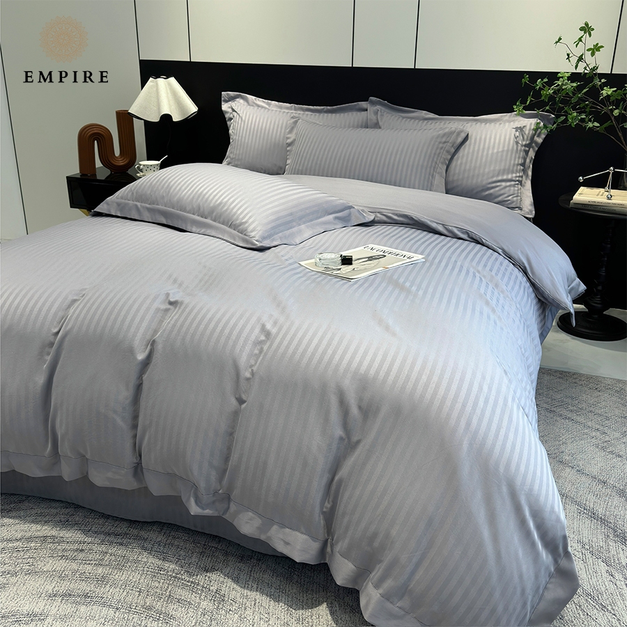 Bộ chăn ga gối sọc set 4 món lụa M100s EMPIRE cao cấp chuyên dùng cho các khách sạn 5 sao - EMPIRE | Bedding & Decor