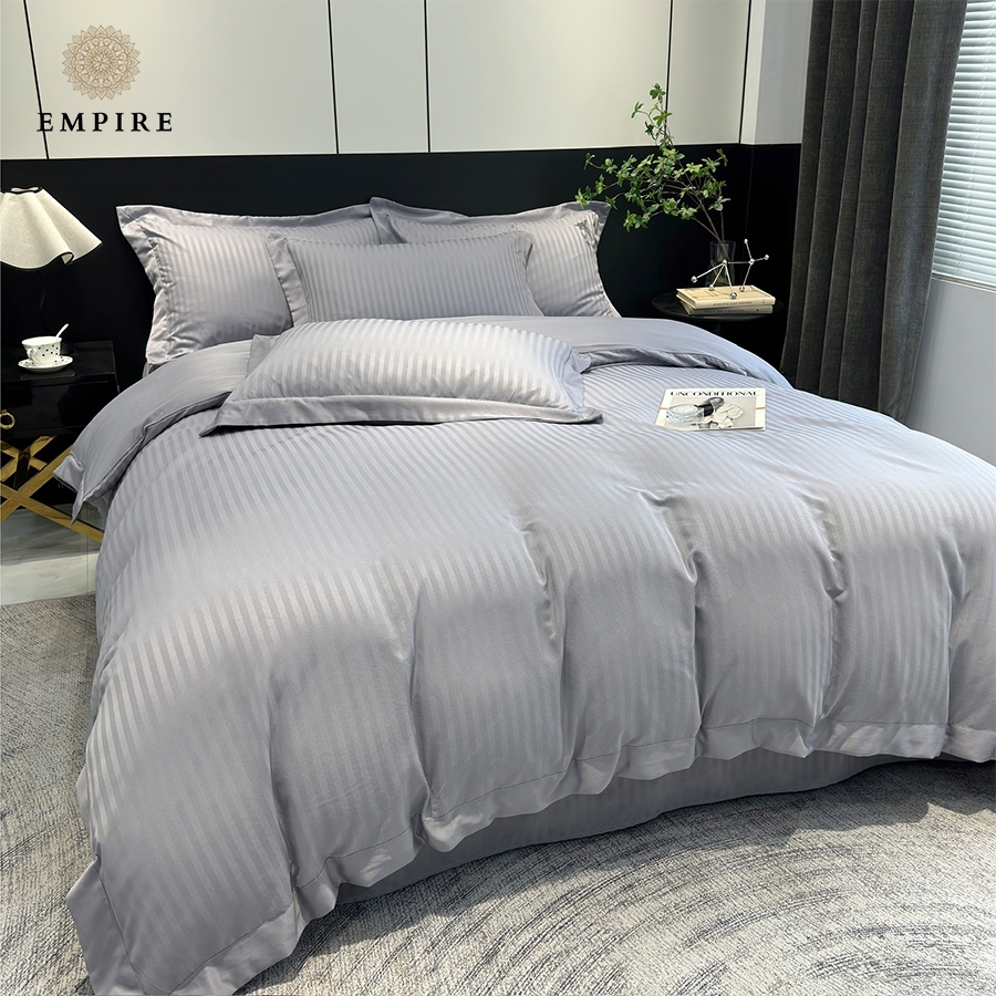 Bộ chăn ga gối sọc set 4 món lụa M100s EMPIRE cao cấp chuyên dùng cho các khách sạn 5 sao - EMPIRE | Bedding & Decor