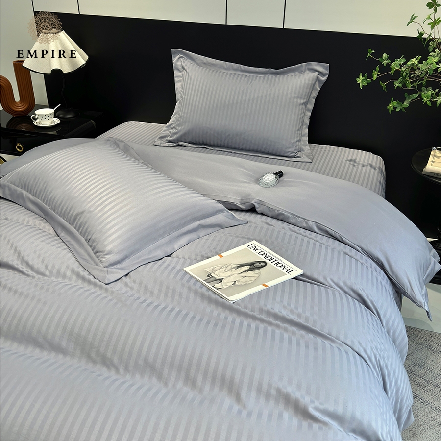 Bộ chăn ga gối sọc set 4 món lụa M100s EMPIRE cao cấp chuyên dùng cho các khách sạn 5 sao - EMPIRE | Bedding & Decor