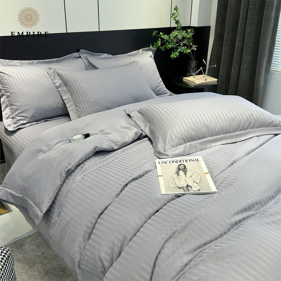 Bộ chăn ga gối sọc set 4 món lụa M100s EMPIRE cao cấp chuyên dùng cho các khách sạn 5 sao - EMPIRE | Bedding & Decor