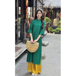 áo dài lửng chất liệu gấm