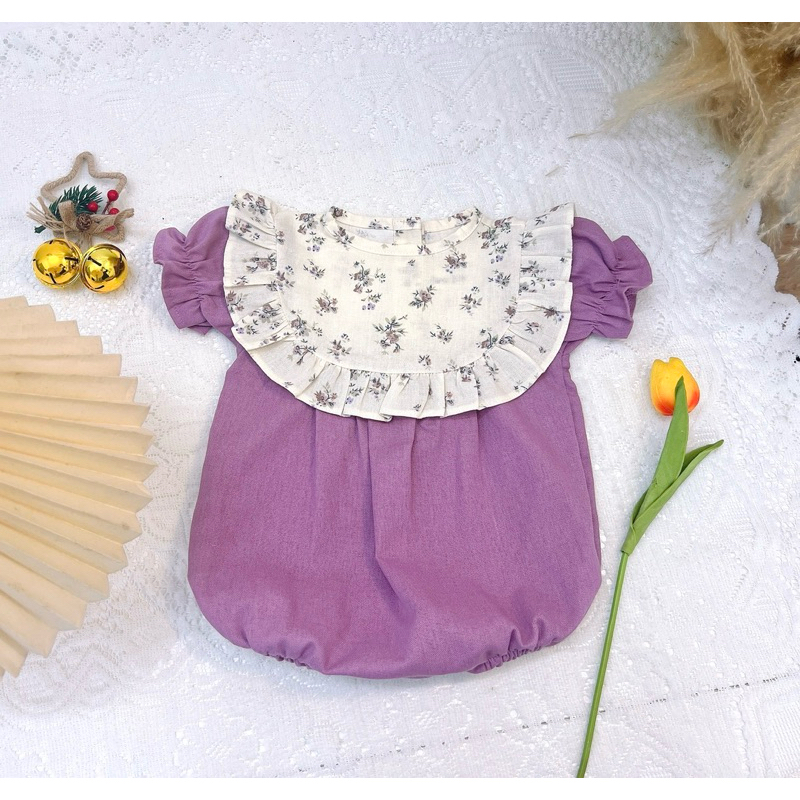 Bodysuit cho bé gái sơ sinh cổ bèo cánh tiên vải linen 4 màu dễ thương size 5-11kg Tiệm Nhà Bơ