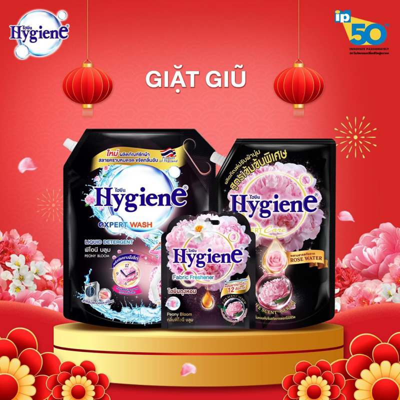 Combo nước xả vải Hygiene Thái Lan 1150ml, 2000ml và nước giặt Hygiene 1800ml EXPER CARE hương thơm bền lâu