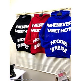 (Form Boxy) Áo Hoodie thu đông whenever nỉ PE form rộng Chữ Nổi Cực Nét ba màu nam nữ phối nón dày dặn - DTB SSL