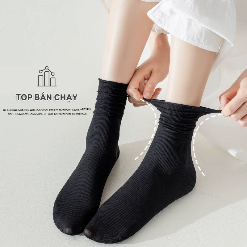 Tất vớ nam nữ cổ cao nhiều màu, chất liệu cotton sợi than tre thoáng khí co giãn 4 chiều - Ekiu Shop
