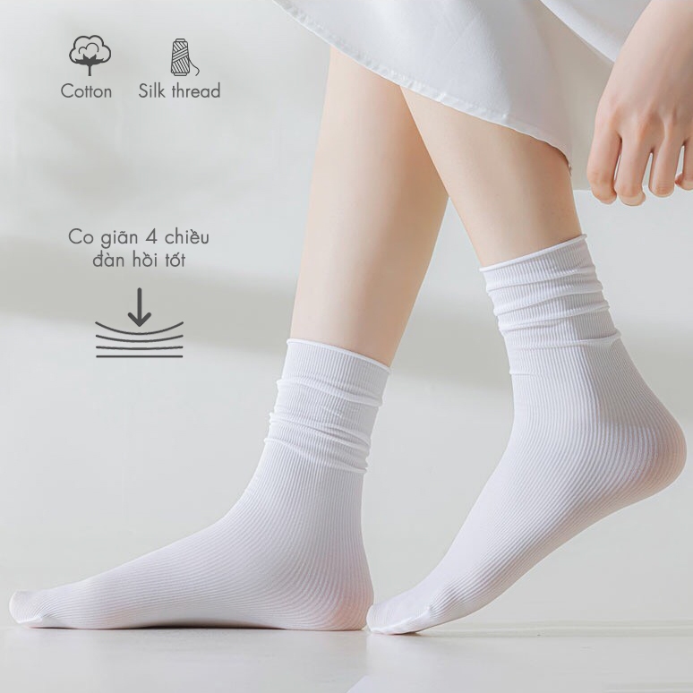 Tất vớ nam nữ cổ cao nhiều màu, chất liệu cotton sợi than tre thoáng khí co giãn 4 chiều - Ekiu Shop
