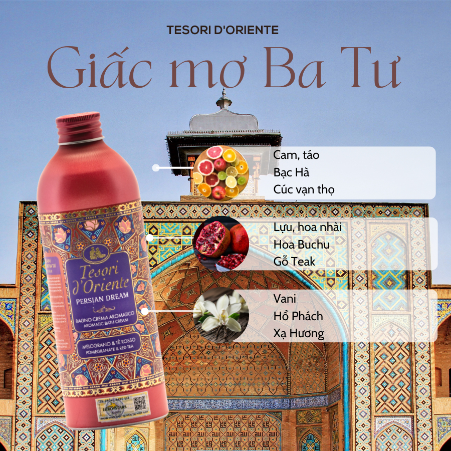 Ảnh Sữa tắm nước hoa Tesori D' Oriente Giấc mơ ba tư 500ml nhập Ý kèm vòi lưu hương đến 8h 2