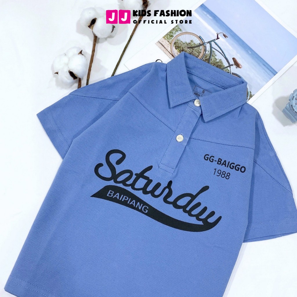 Áo thun polo cho bé trai cộc tay có cổ size đại 8-15 tuổi 28kg đến 43kg JJ Kids Fashion