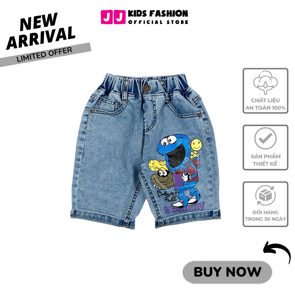 Quần jean lửng bé trai năng động thoải mái full size - JJ Kids