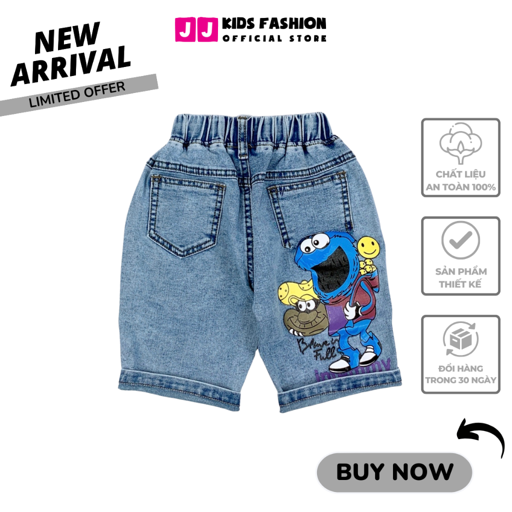 Quần jean lửng bé trai năng động thoải mái full size - JJ Kids