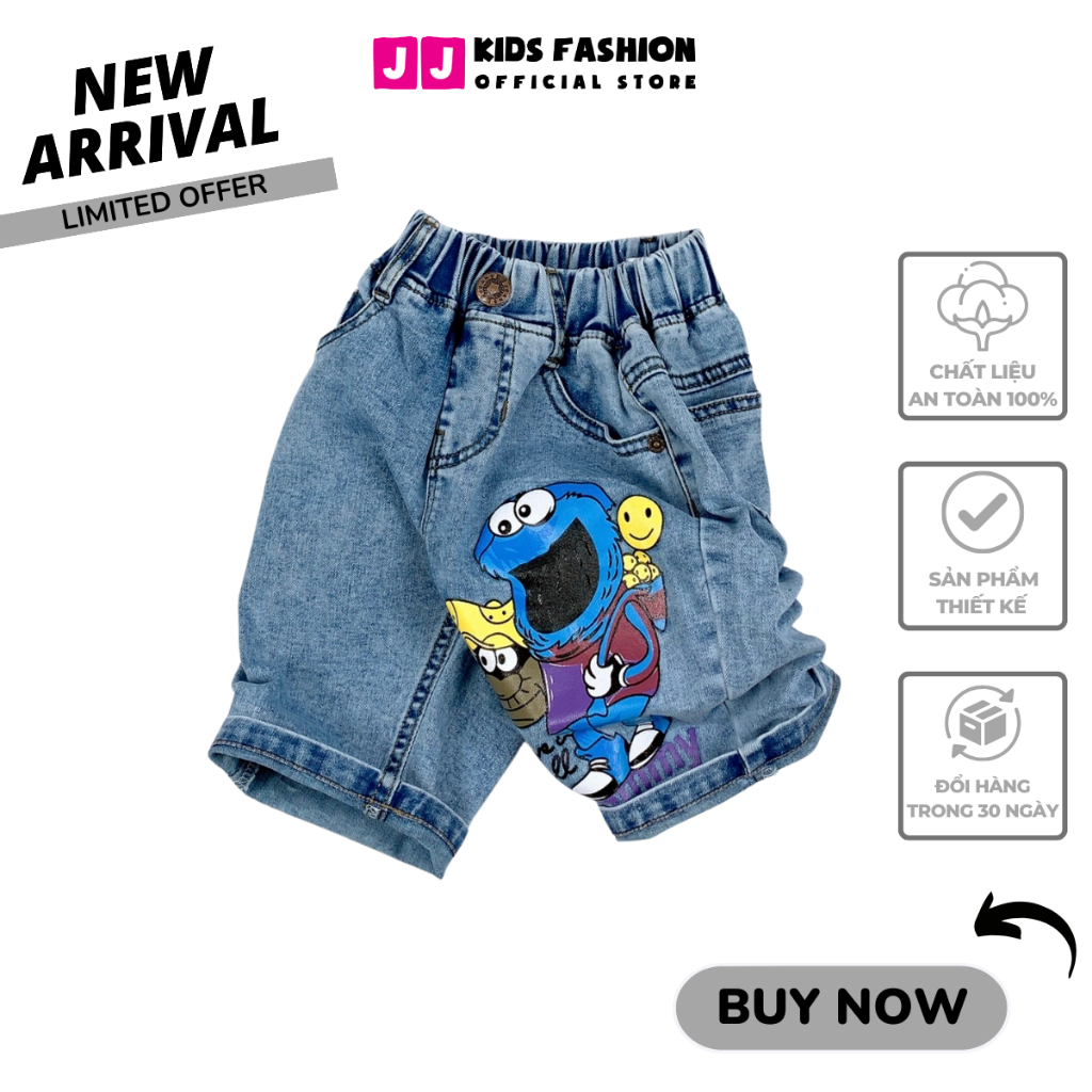 Quần jean lửng bé trai năng động thoải mái full size - JJ Kids