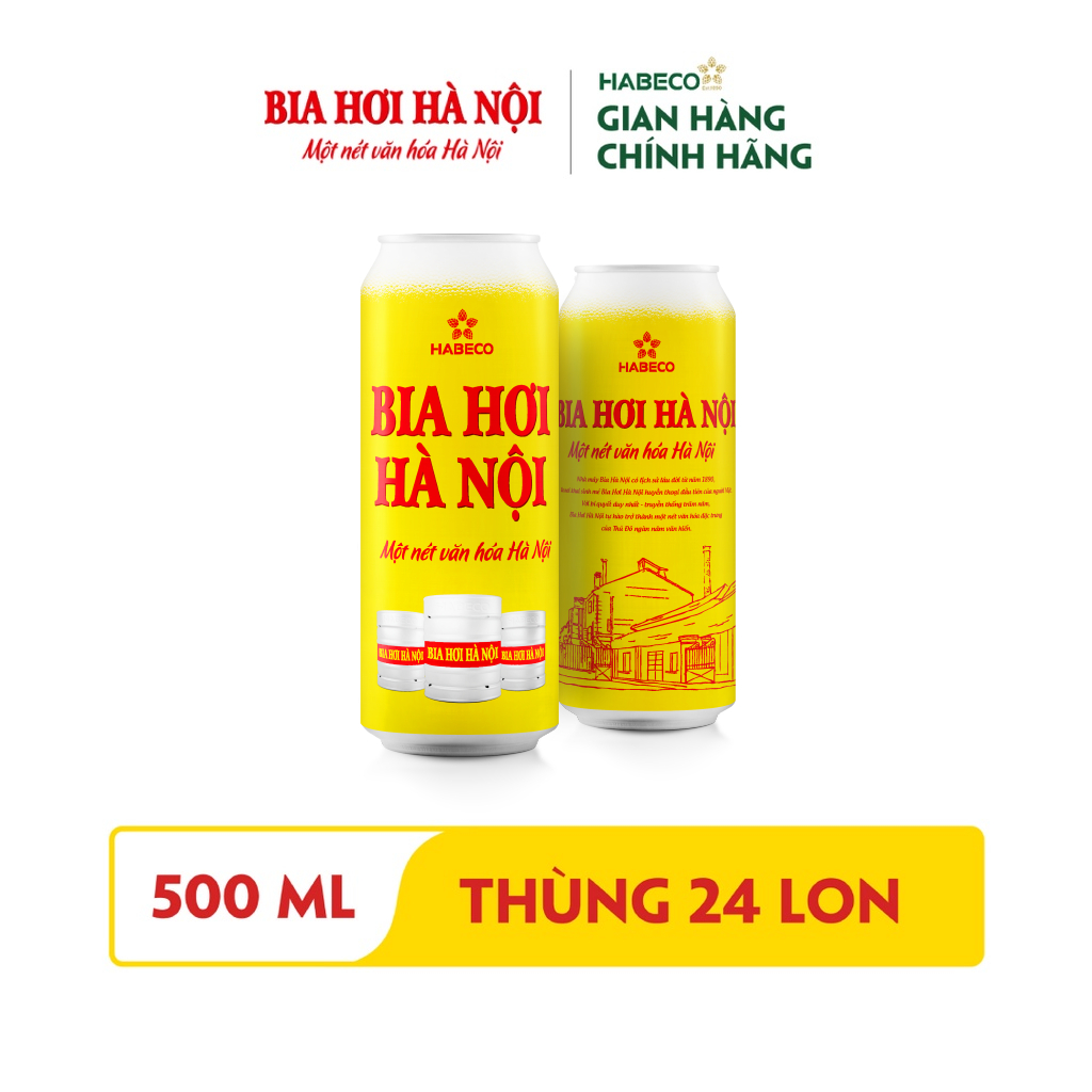 Ảnh Thùng 24 lon Bia Hơi Hà Nội - HABECO (500ml/lon) 1
