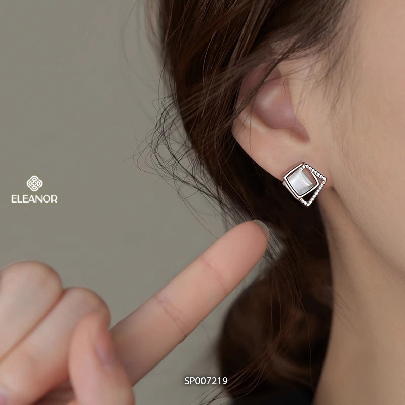Bông tai nữ chuôi bạc 925 Eleanor Accessories đính đá mắt mèo phụ kiện trang sức khuyên tai 7219