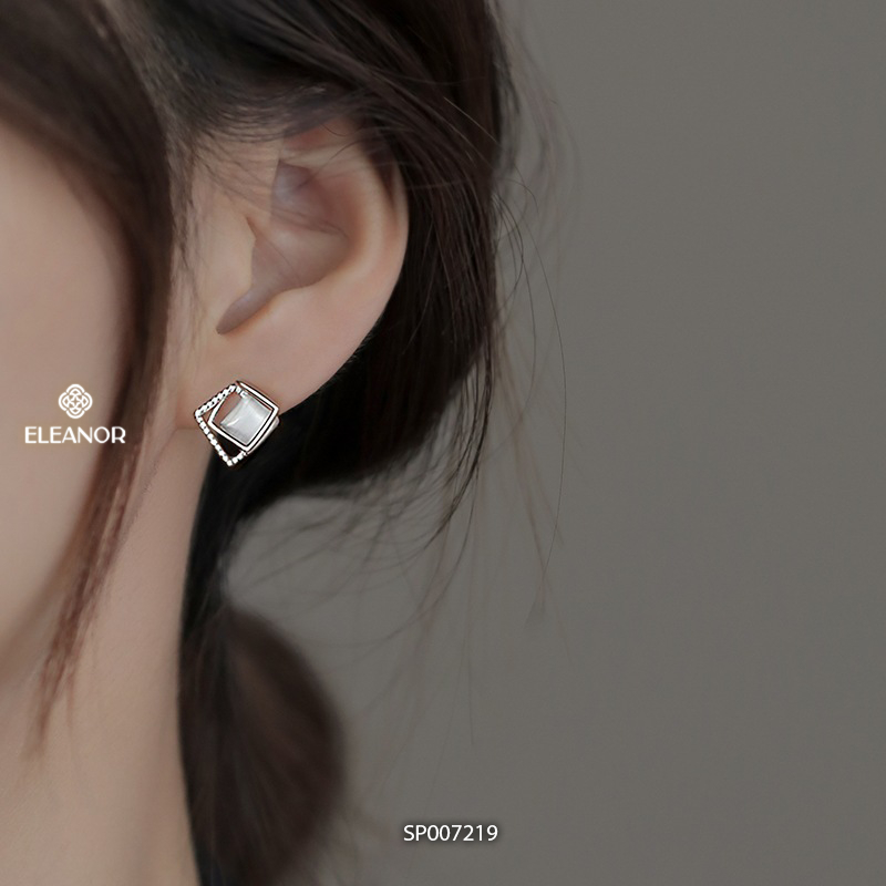 Bông tai nữ chuôi bạc 925 Eleanor Accessories đính đá mắt mèo phụ kiện trang sức khuyên tai 7219