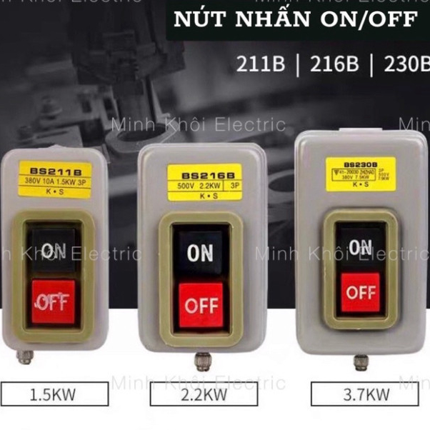 Công Tắc Nút Nhấn 3 Pha On Off, công tắc nút nhấn nguồn, hộp điều khiển ...