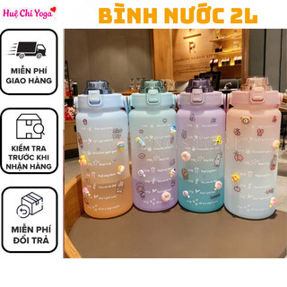 Bình Nước,Bình Đựng Nước Kute Có Vạch Báo Giờ Uống , Bình Đựng Nước thể thao, bình nước 2l