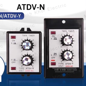 Công Tắc Thời Gian Timer Đôi Anly ATDV-Y kèm đế,timer đôi có tai, đồng hồ hẹn giờ cơ, relay thời gian luân phiên, rơ le