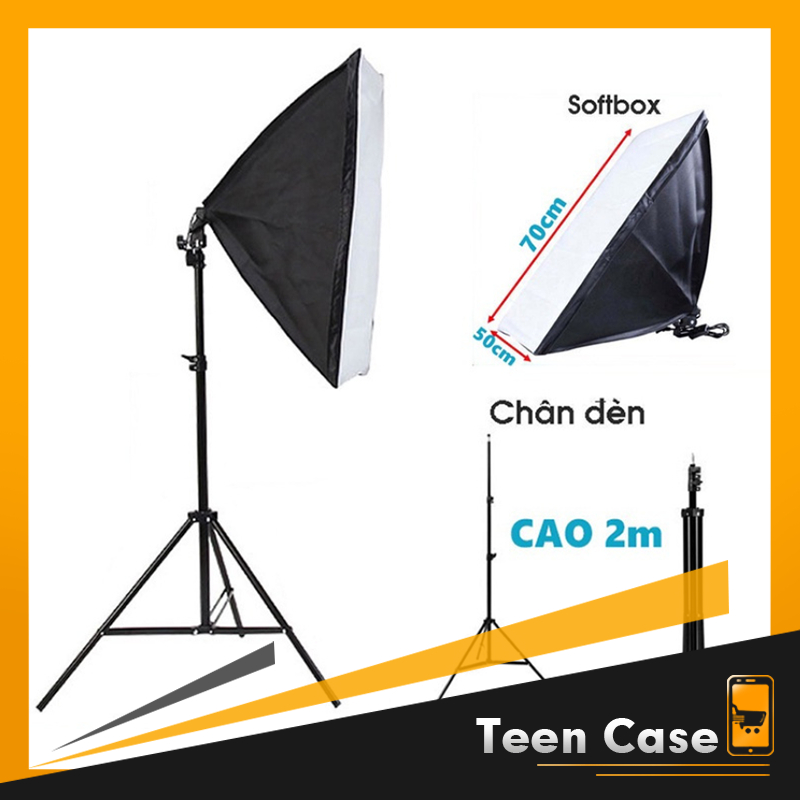 Bộ KIT Studio Chụp Ảnh Sản Phẩm Chân Đèn 2m Kèm Softbox 50x70 cm Hỗ Trợ Sáng, Quay Phim , Livestream - 1