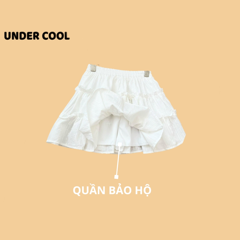 Chân Váy Ngắn Trắng 3 Tầng UNDERCOOL Chấm Bi Viền Bèo Có Lót Trong CV10