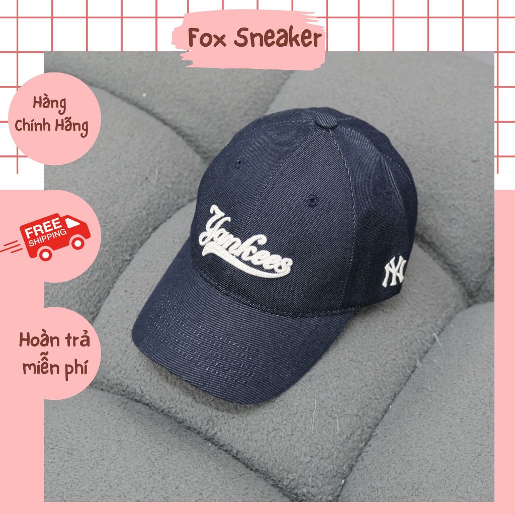 Mũ Nón MLB Yankees Jean Xanh Đậm Chính Hãng | Fox Sneaker | Shopee Việt Nam