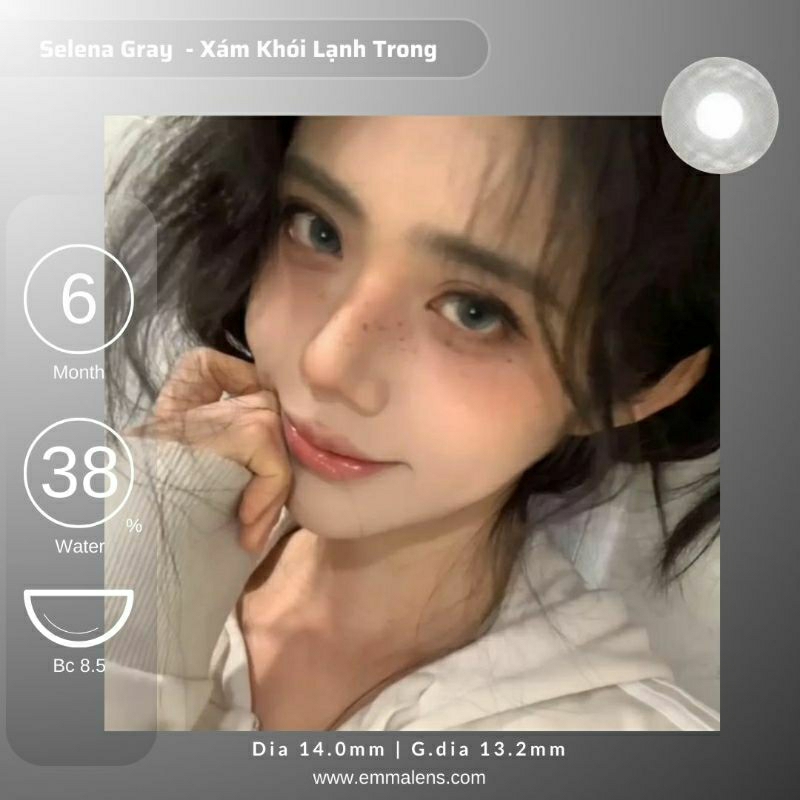 🌸 Kính Áp Tròng Selena Gray - Lens Xám khói lạnh trong / Emma Super Mini Contact Lens  🌸