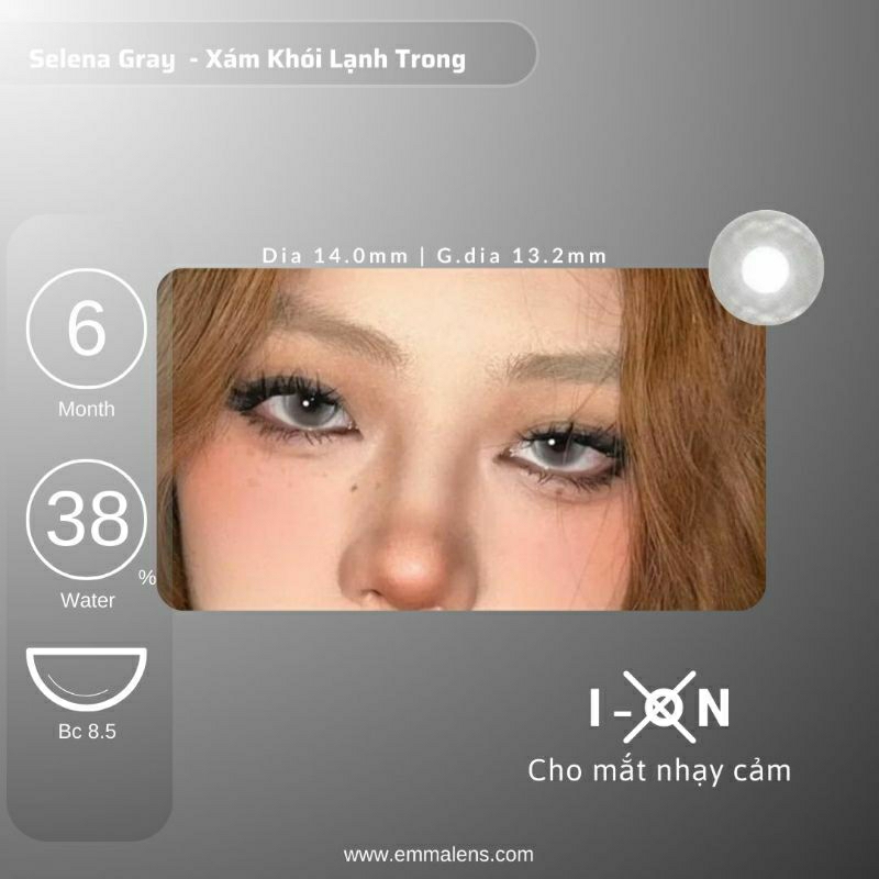 🌸 Kính Áp Tròng Selena Gray - Lens Xám khói lạnh trong / Emma Super Mini Contact Lens  🌸