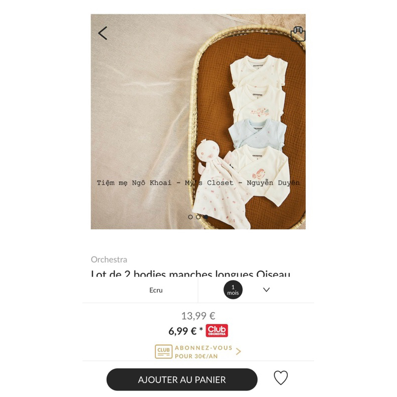 [MD78]NB/1M - 3M ORCHESTRA Body suit cài chéo dài tay kimono chất liệu peptit organic cho bé yêu