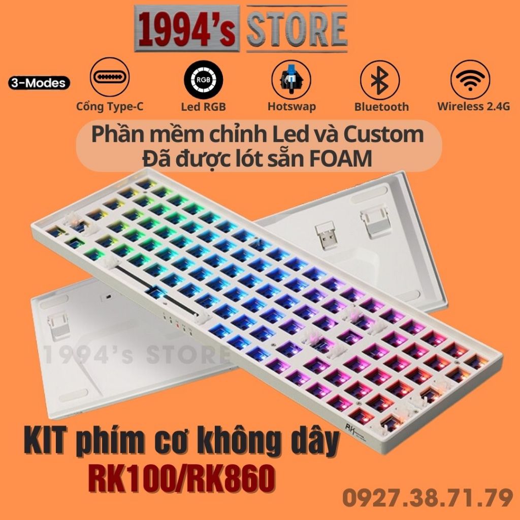 RK100 Version 4 HOTSWAP - Bàn phím cơ không dây RK100 RK860 Bluetooth 5 ...