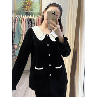 𝗛𝗮̀𝗻𝗴 𝗰𝗵𝗶́𝗻𝗵 𝗵𝗮̃𝗻𝗴 Bộ Đồ Ngủ mặc nhà Pyjama nữ Crystal  nhung dày mịn form rộng cao cấp cổ lá hoa - O.N WORKSHOP