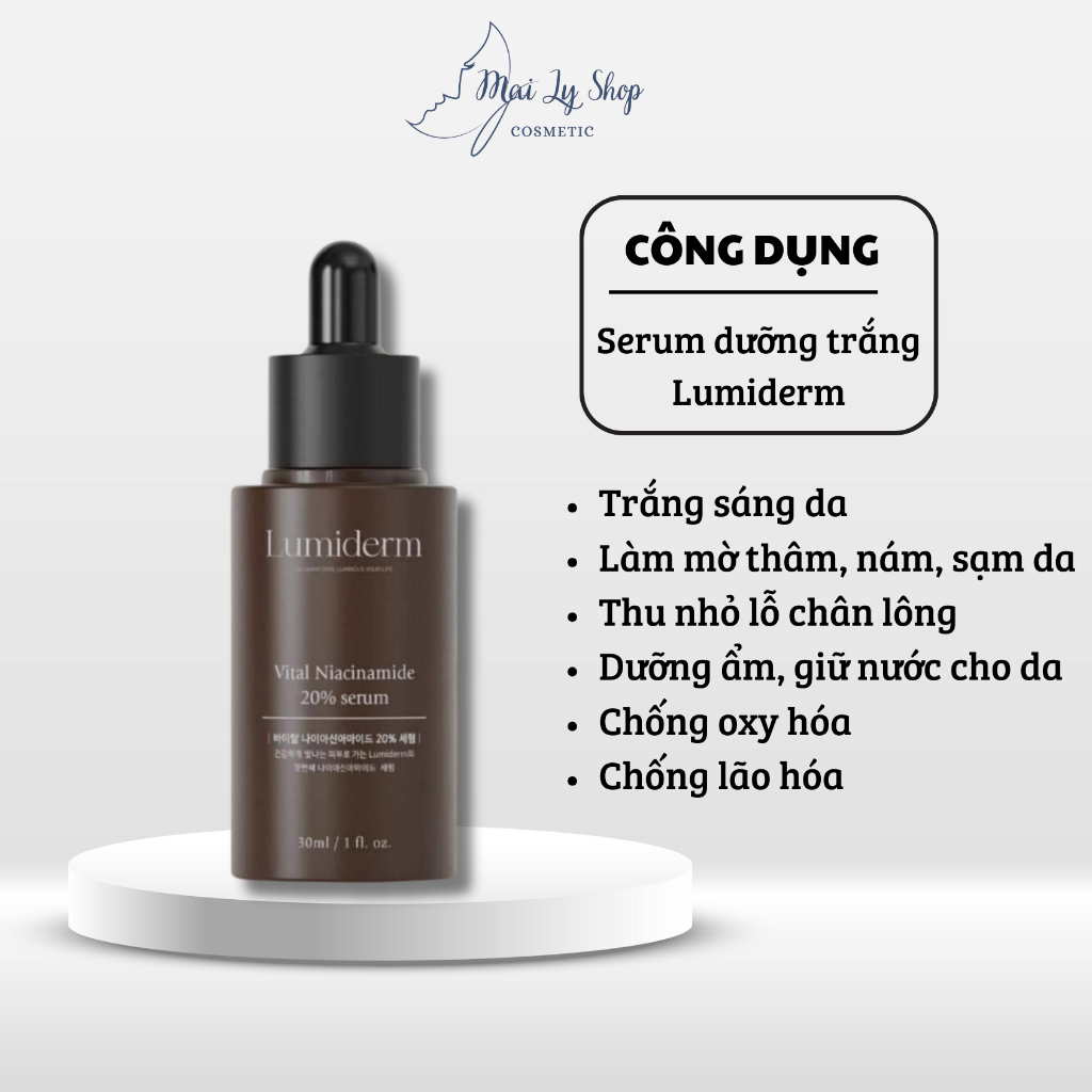 E94_Serum dưỡng trắng Niacinamide B3 20% Lumiderm làm trắng da, giúp dưỡng trắng, mờ thâm nám hiệu quả