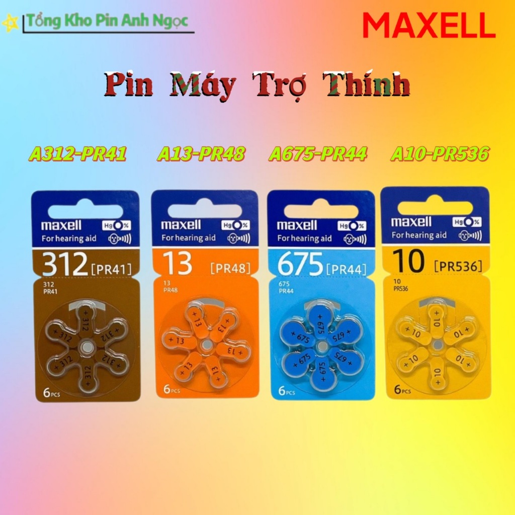 Pin Máy Trợ Thính Maxell PR48 ( Size 13 ) / PR41 ( Size 312 ) / PR44 ...