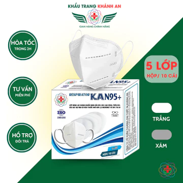 Khẩu trang N95 Khánh An cao cấp 5 lớp dày dặn ngăn chặn bụi mịn chống tia UV hiệu quả và có lớp đệm mũi KAN95O