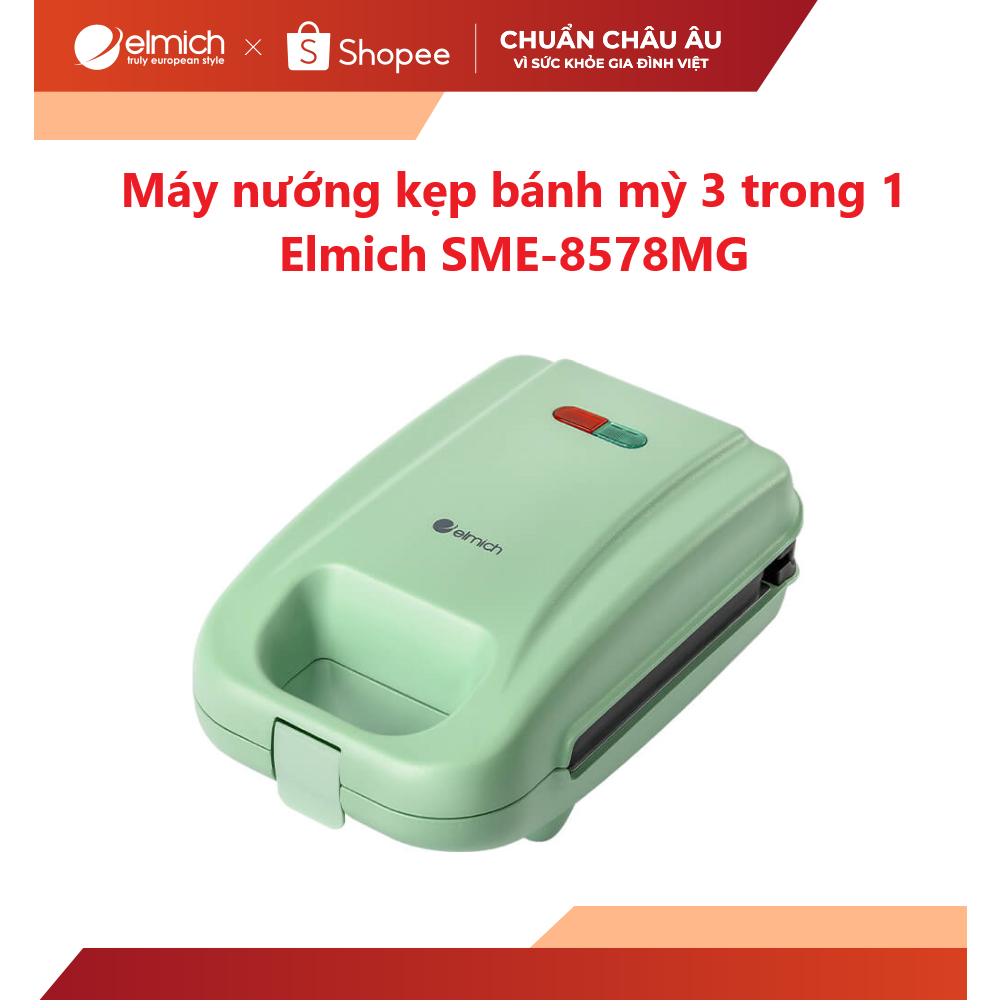 [Mã ELBSJBP03 giảm 12% đơn 500K] Máy nướng kẹp bánh mỳ 3 trong 1 Elmich SME-8578