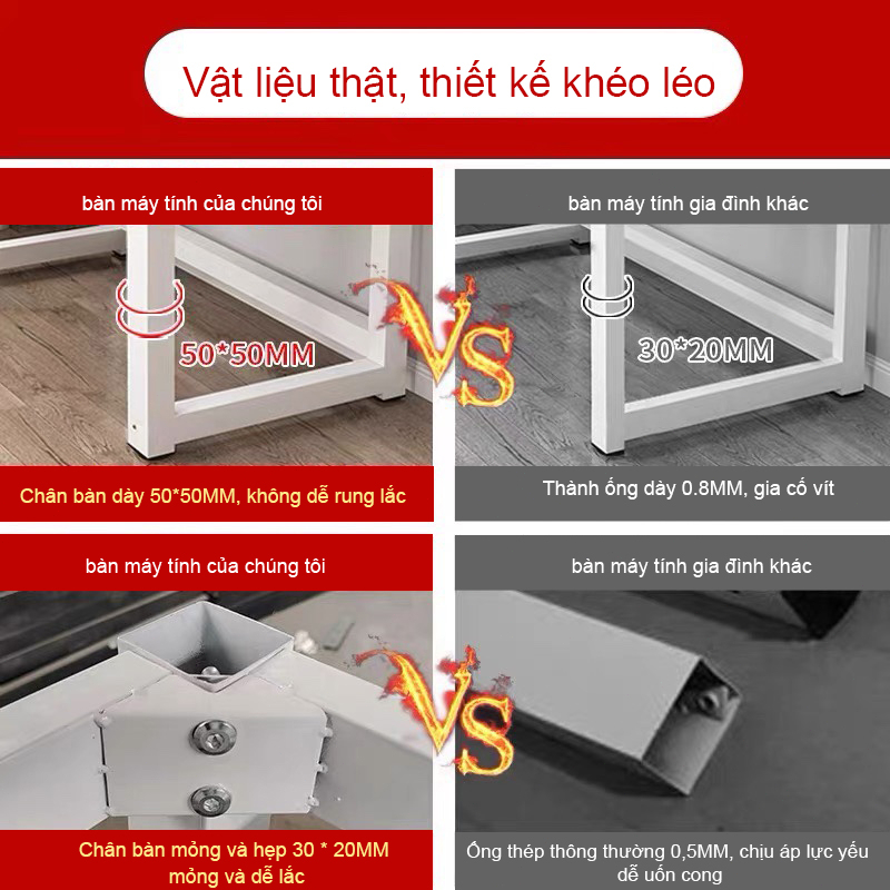 HUHU Bàn dài phòng ngủ tiết kiệm không gian cho nhiều người sử dụng khung chắc chắn
