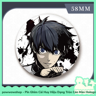 [Sẵn VN - Hỏa Tốc] Huy Hiệu Pin Ghim Dạng Tròn 58mm Cài Áo / Túi / Balo Hologram Phong Cách Anime Manga Blue Lock Impres