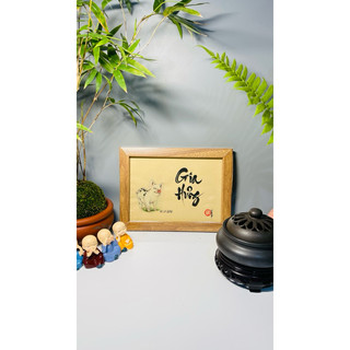 Tranh thư pháp để bàn 12 con giáp
