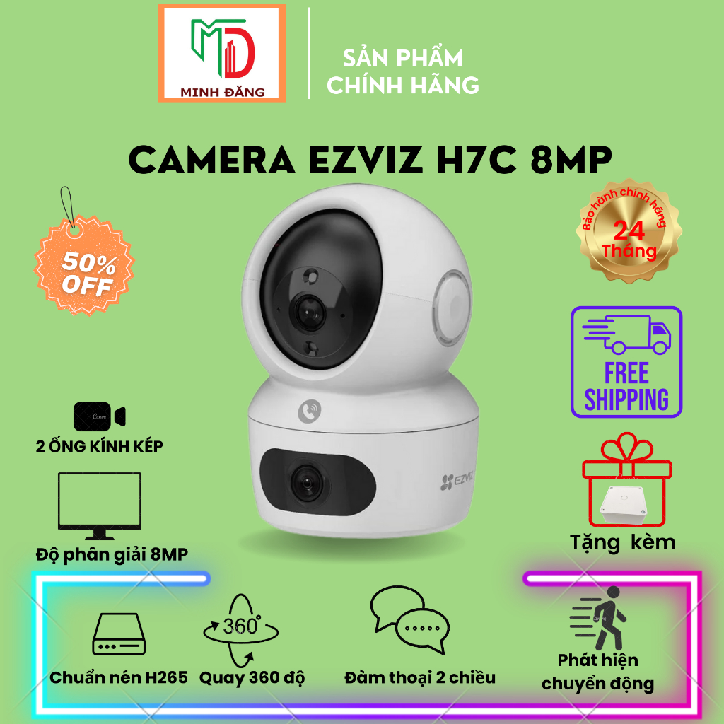 CAMERA WIFI EZVIZ H7C 8MP - 2 ỐNG KÍNH XEM ĐỒNG THỜI - XOAY 360 ĐỘ ...
