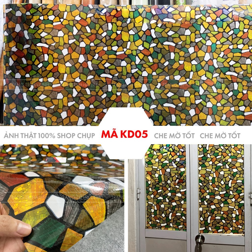 Decal Dán Cửa Kính Màu Cầu Vồng Họa Tiết Mosaic 3D Dày Cao Cấp Khổ 0 ...