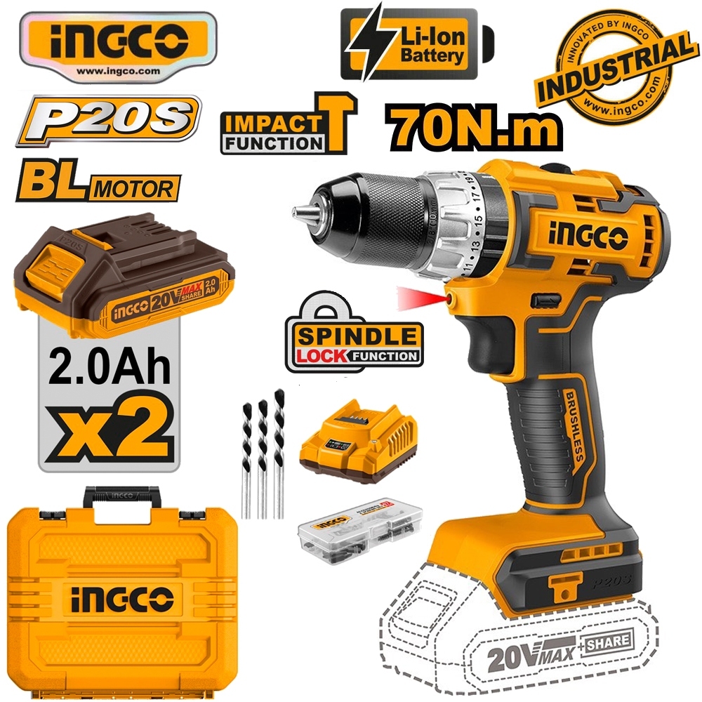 Máy khoan búa Brushless dùng pin 20V Ingco CIDLI20508 CIDLI20605 Mẫu Mới Shopee Việt Nam