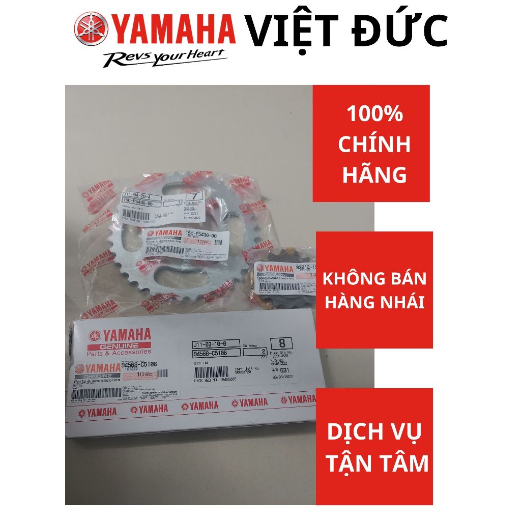 (Chính Hãng) Bộ nhông xích (sên) Yamaha Lexam,Jupiter siêu nhân,Jupiter ...