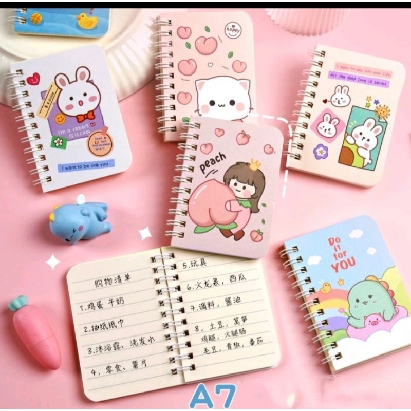 2 Sổ tay lò so A7 siêu cute 80 tờ (160 trang)