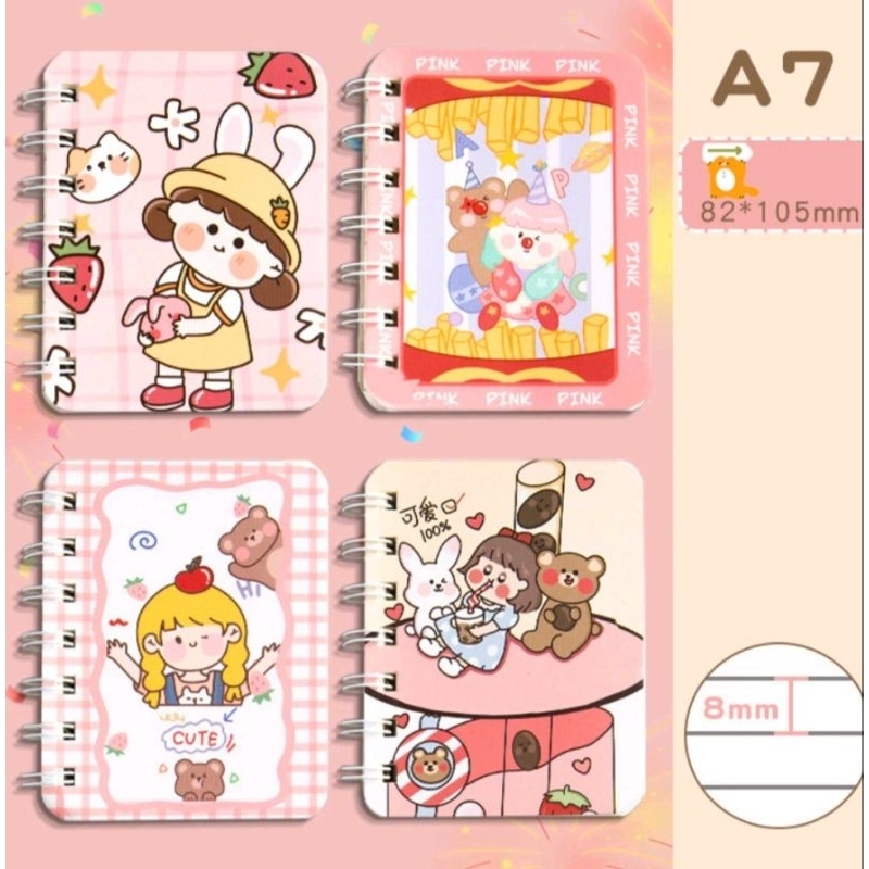 2 Sổ tay lò so A7 siêu cute 80 tờ (160 trang)