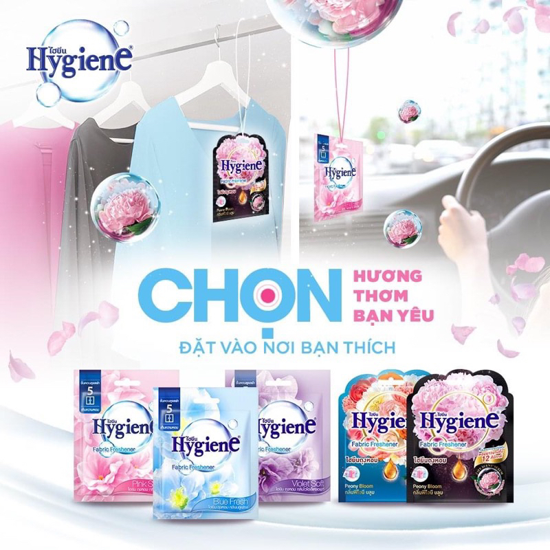Túi thơm để tủ quần áo Hygiene Thái Lan chính hãng lưu hương 6 tuần liên tục chống ẩm mốc quần áo