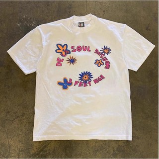 Áo Phông Thể Thao Nam Nữ Phối Họa Tiết DE LA SOUL Nhiều Bông Hoa, Phong Cách Trẻ Trung, Chất Vải Cotton Khô Thoáng Mát