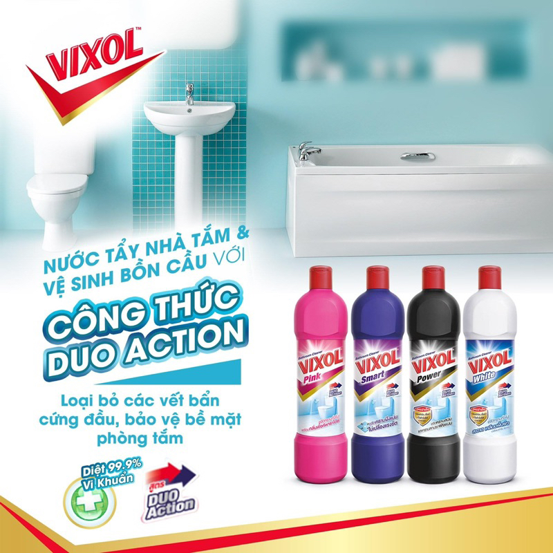 Nước Tẩy Nhà Tắm Và Bồn Cầu Vixol Oxy 700ml Nhập khẩu Thái Lan Diệt Mọi Vi Khuẩn Cứng Đầu, Sáng bóng, Thơm dễ chịu