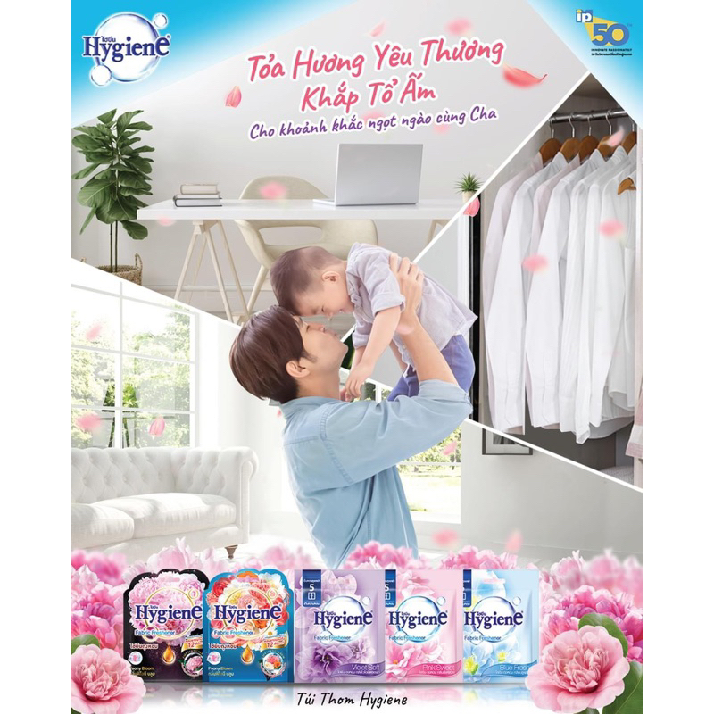 COMBO 5 Túi thơm để tủ quần áo Hygiene Thái Lan chính hãng lưu hương 6 tuần liên tục chống ẩm mốc quần áo