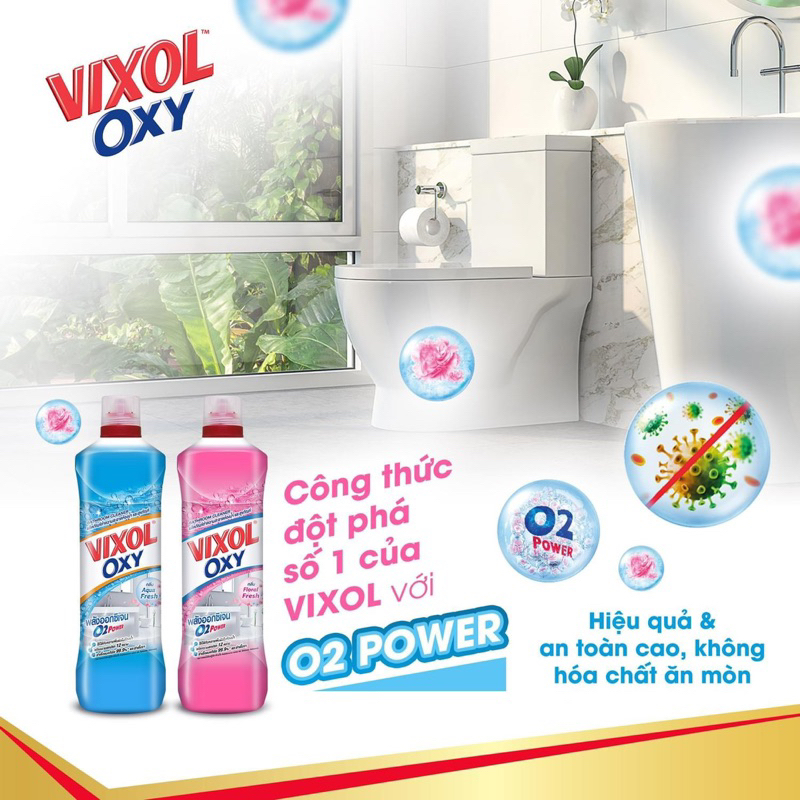 Nước Tẩy Nhà Tắm Và Bồn Cầu Vixol Oxy 700ml Nhập khẩu Thái Lan Diệt Mọi Vi Khuẩn Cứng Đầu, Sáng bóng, Thơm dễ chịu