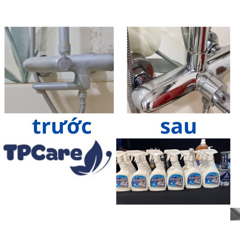 Tẩy cặn canxi Tp Care, tẩy kính, vòi sen,vòi lavabo, chậu sứ, chậu rửa mặt, gạch men, gương soi