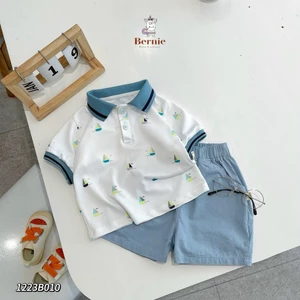 Bộ polo thuyền chất áo polo mềm mát kèm quần kaki cho bé trai đi học đi chơi gồm áo và quần size 9-26kg,quầ